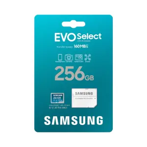 SAMSUNG EVO SELECT 256GB MICROSDXC + SD ADAPTER (160 MB/S)