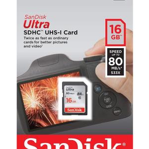 SANDISK ULTRA 16GB SDHC UHS-I MEMORY CARD (UP TO 80 MB/S)