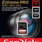 SANDISK EXTREME PRO 256GB SDXC UHS-I (170 MB/S, C10/U3/V30) – 4K