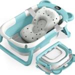 FOLDABLE BABY BATH TUB WITH THERMOMETER,GREEN