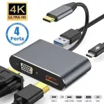 USB C HUB WITH TYPE C 4 IN 1 USB HUB|Dual Screen Display, 4K HDMI/HDTV, VGA Adapter and USB 3.0