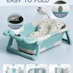 FOLDABLE BABY BATH TUB WITH THERMOMETER,GREEN