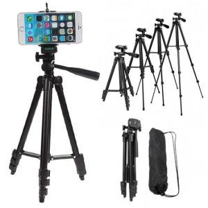 ALUMINUM ALLOY TRIPOD - 3120A STAND HOLDER FOR MOBILE PHONES & CAMERAS | BLACK FINISH, LIGHTWEIGHT