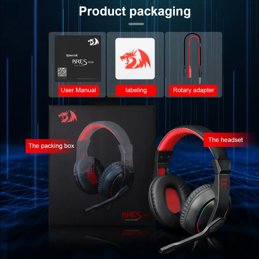 REDRAGON H120 ARES WIRED GAMING HEADSET (STEREO 3.5 MM, MIC)