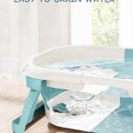 FOLDABLE BABY BATH TUB WITH THERMOMETER,GREEN