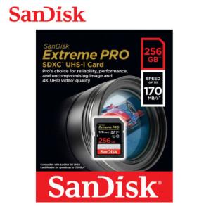 SANDISK EXTREME PRO 256GB SDXC UHS-I (170 MB/S, C10/U3/V30) – 4K