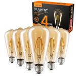 LUXON LED BULBS AMBER GLASS WARM 2700K FILAMENT LIGHT, 4W