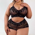 PLUS SIZE 2PIECE LINGERIE,BLACK